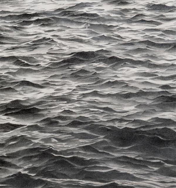 Vija Celmins.  Untitled (Big Sea #1), 1969.  Graphite on acrylic ground on paper.  Private collection.  © Vija Celmins, courtesy the artist and Matthew Marks Gallery.  Photo © McKee Gallery, New York