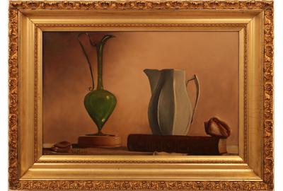 HARRY WATROUS (AMERICAN 1857 - 1940) PITCHER, VASE AND SEASHELLS Oil on board, 11.5 x 18 inches / Signed lower left