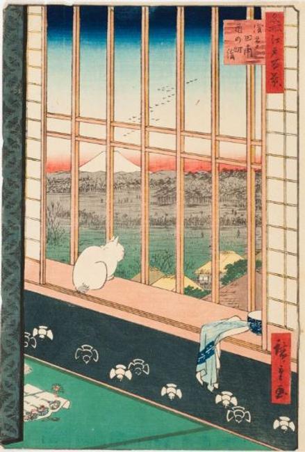 Utagawa Hiroshige (1797–1858), Japan, No.  101, Asakusa Ricefields during Tomomachi Festival from the series 100 Famous Views of Edo, 1857, color woodcut, Joel and Bernice Weisman Collection in memory of Jay Weisman, L7.2014:280