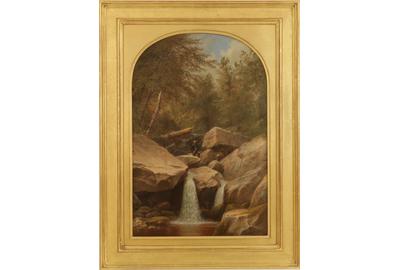 William Ruthven Wheeler (American 1832 - 1893): Fearless Fisherman - Oil on canvas, 17.25 x 11.25 inches/Signed lower right