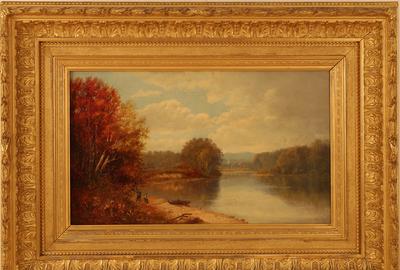 On the Esopus Creek, Hudson River: Oil on canvas, 12 x 20 inches/Signed lower left