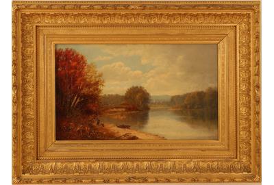 On the Esopus Creek, Hudson River: Oil on canvas, 12 x 20 inches/Signed lower left