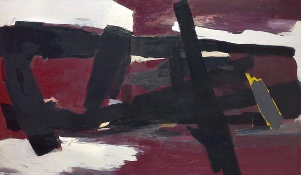 Perle Fine, Winter (Charcoal Red), c.  1960 Oil on canvas, 62 x 98 in.  (157.5 x 248.9 cm) © A.E.  Artworks, LLC FIN-00029