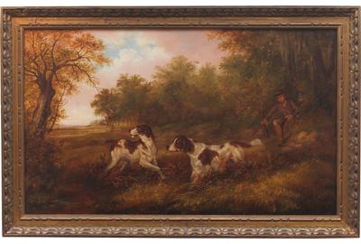 James Henry Beard (American 1811 – 1893) Woodcock Hunting 20.5 x 35 inches 