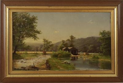 Joseph Ryan Woodwell (1843 – 1911): Post-civilization - Oil on canvas, 7.5 x 9.5 inches / Signed lower right