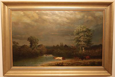 Ferdinand Alexander Wust (Dutch-American, (1837 - 1876): The Coming Storm - Oil on canvas, 19.5 x 31.5 inches / Signed lower leftpper left 