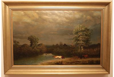 Ferdinand Alexander Wust (Dutch-American, (1837 - 1876): The Coming Storm - Oil on canvas, 19.5 x 31.5 inches / Signed lower leftpper left 