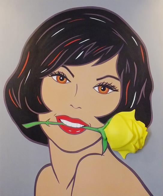 Marjorie Strider, The Yellow Rose, 72 x 60 x 12, acrylic and polyurethane on board, 2013