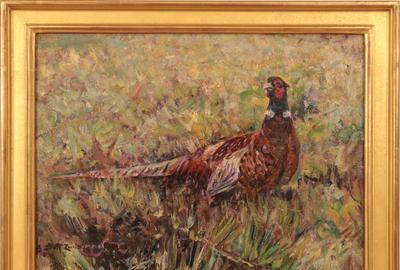 SPRING PHEASANT Oil on board, 11 x 13 inches/Signed lower left