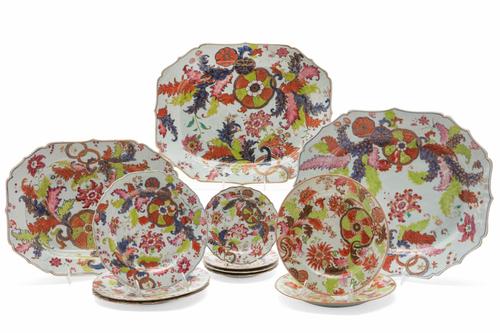 Twelve-piece group of Chinese Export Tobacco Leaf pattern porcelain serving ware (est.  $400-$600).