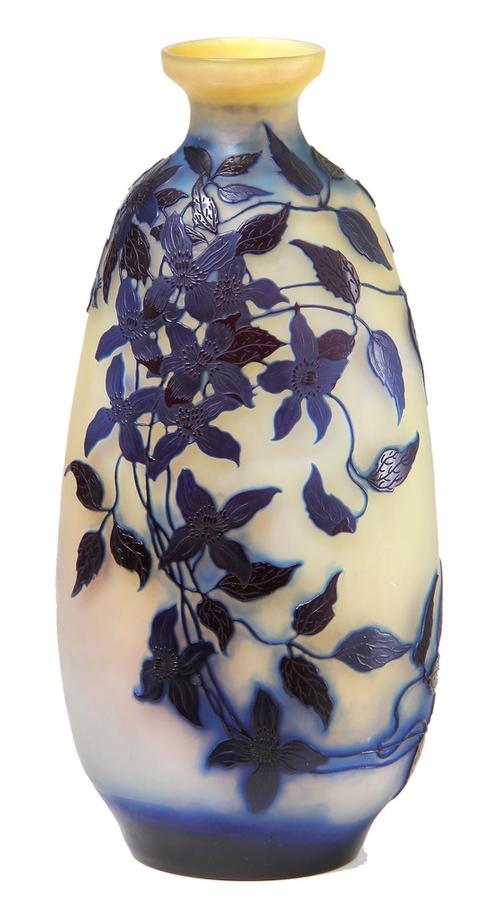 Exquisite Blue Floral Galle Vase 