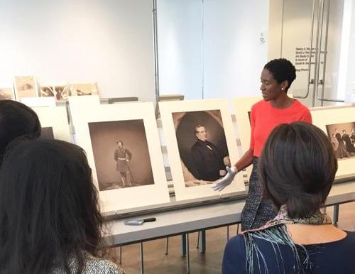 Photography curator Makeda Best teaches a class in the Art Study Center at the Harvard Art Museums.  