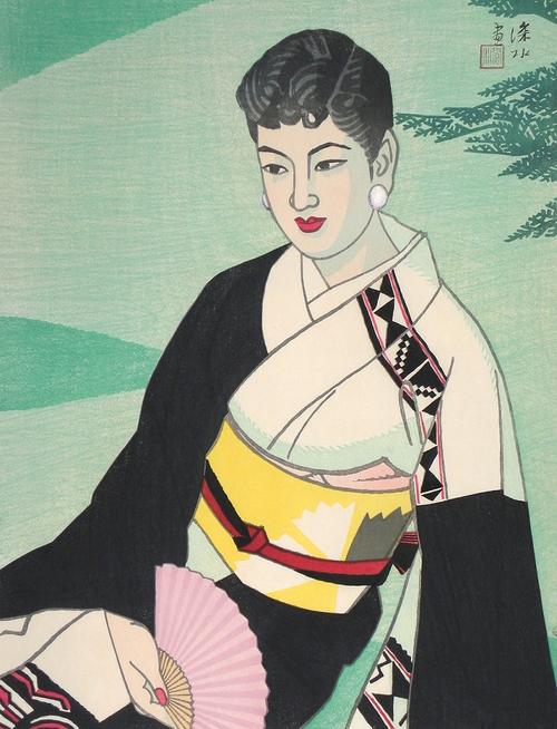 Ito Shinsui (1898-1972) Green Garden, woodblock print, 1956