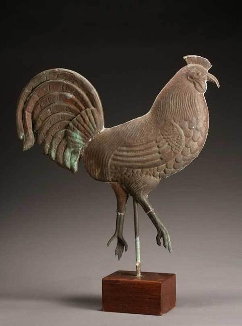 An American Molded Full-Body Copper and Cast-Zinc 'Rooster' Weathervane