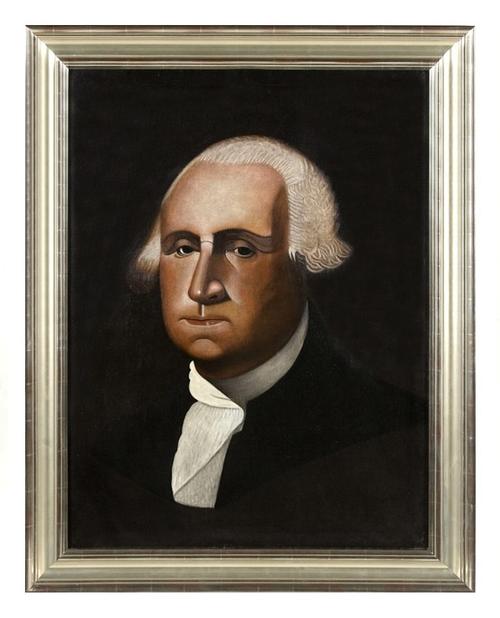 A very important portrait of George Washington, painted by Cyrus T.  Feury, a Michigan barber.