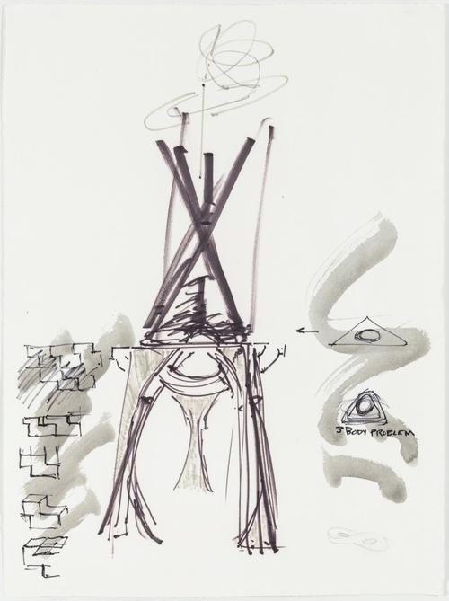 Mark di Suvero, Untitled (model for Council Bluffs), 2010, Sharpie marker, marker, ink, and graphite on paper, Collection Mark di Suvero studio; Photograph Courtesy of the Artist and Joslyn Art Museum