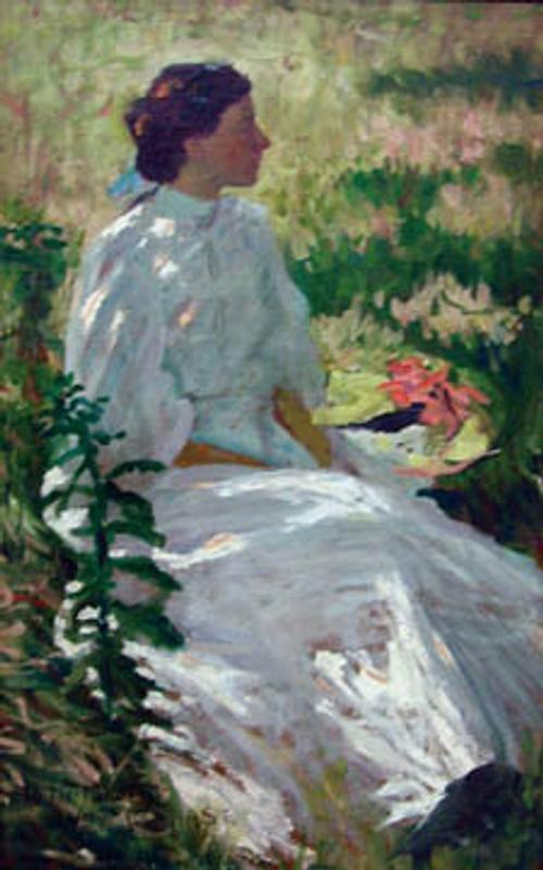 Charles Webster Hawthorne, (American, 1872-1930), A Study in White, n.d., oil on canvas, 36 x 22 inches, Reading Public Museum