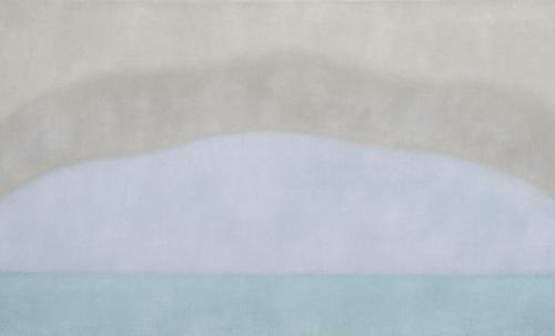 Susan Vecsey, Untitled (Aqua), oil on linen, 40 x 70 inches.