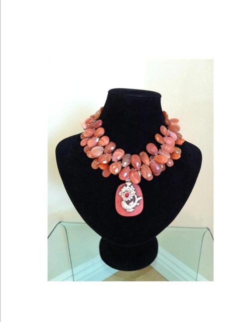 Marti Designs by Marti Oppenheimer, Coral Necklace with Silver Elements