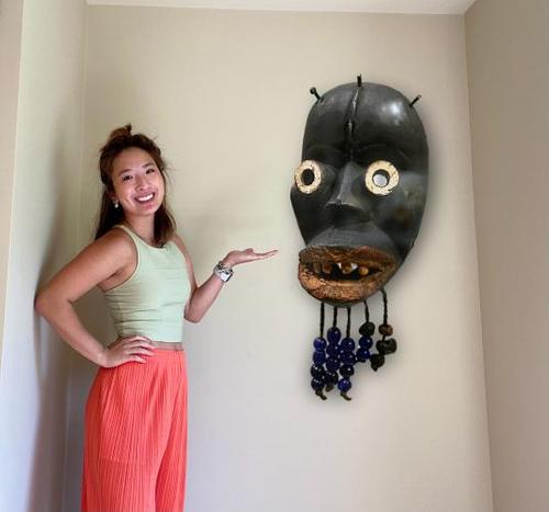 One of the works Kaitlin Hao will discuss is a Liberian (Mano) “chief’s mask.” Photomontage courtesy of Alexis Boo ’22.