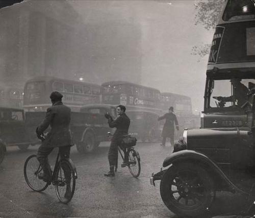 ERNST HAAS Cyclists, London, 1949 Vintage silver gelatin print Estate stamp on print verso 9.5 x 11.5 inches 