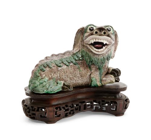 Chinese Export famille verte porcelain model of a lion dog (est.  $1,000-$1,500).