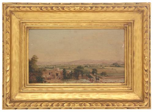 Oil on wood panel scenic landscape painting by Conrad Wise Chapman (1842-1910), titled Mexico, From the Hacienda of Morales (1910), artist signed (est.  $20,000-$25,000).