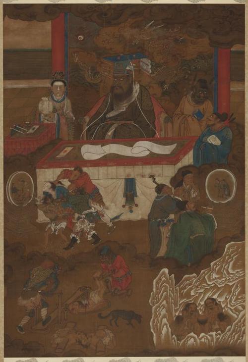 One of the Ten Kings of Hell, China, Ming dynasty, 15th–16th century.  Hanging scroll; ink and colors on silk.  Harvard Art Museums/Arthur M.  Sackler Museum, Gift of Claudia Brown and Emily Rabiner in memory of Donald N.  Rabiner and in honor of Robert D.  Mowry, 2002.57.