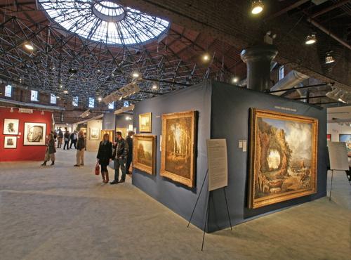 View of the Boston International Fine Art Show in the domed, circular Cyclorama building.