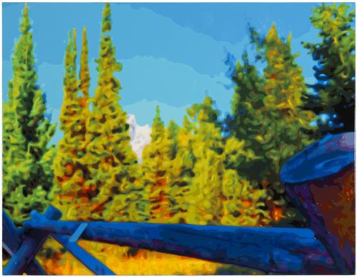 Timothy Tompkins, "Tall Trees", 2012, Acrylic enamel on linen, 37 x 48 in.