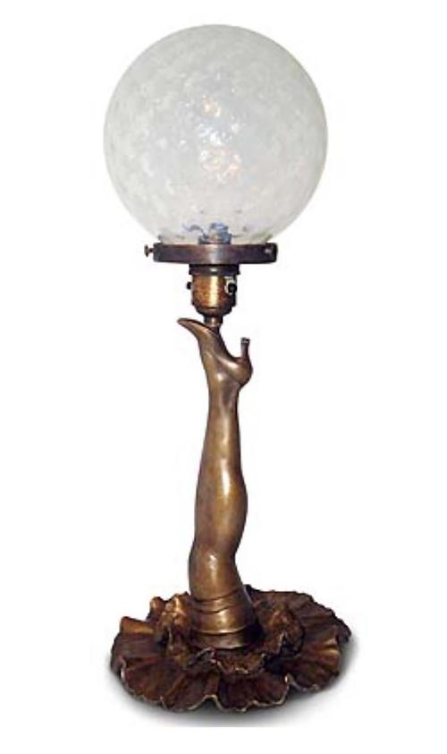 Art Deco bronze and glass table lamp 