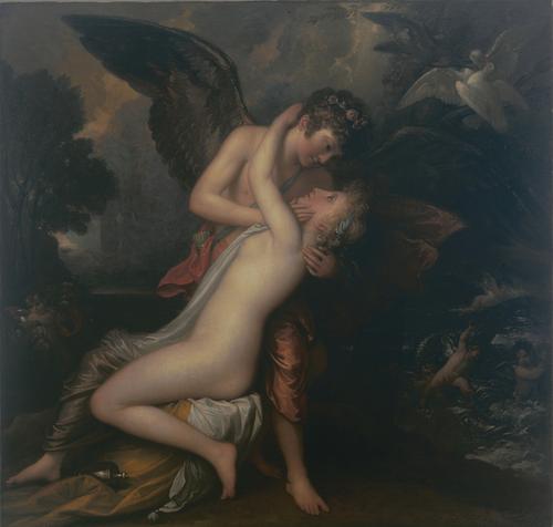 Thos.  Agnew & Sons Ltd presents Benjamin West PRA (1738-1820) Cupid and Psyche, signed and dated 1808.  Oil on canvas, 137.8 x 142.9 cm.