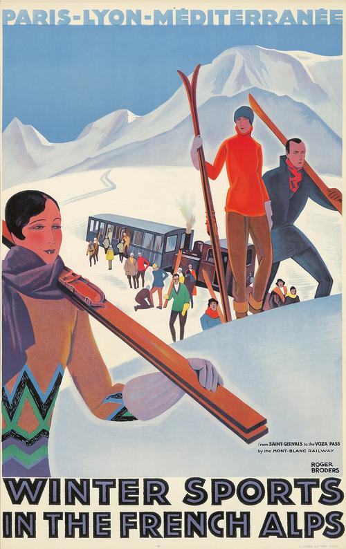 Roger Broders, Winter Sports in the French Alps (circa 1929).  Est: $5,000-$6,000.