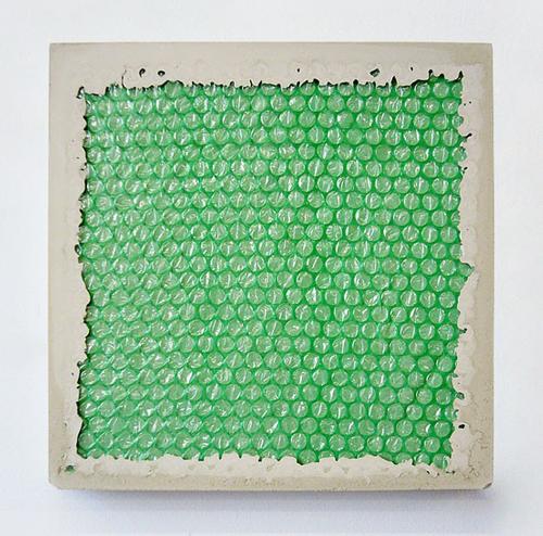 Frank Zadlo, Rapt, 2012, Cement and bubble wrap, 10 x 10 x 1 inches