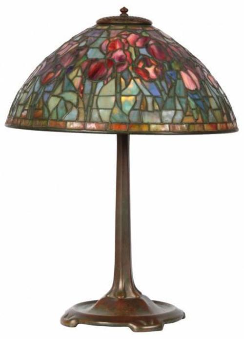 This stunning Tiffany Studios Red Tulip table lamp, 21 1/2 inches tall, will be sold Oct.  19th.