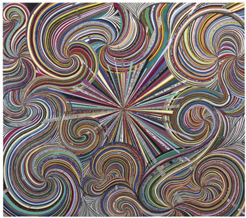 Robert Walker, “Mothership”, 2010, carved acrylic on wood panel, 62 x 70 x 2 1/4 in.  