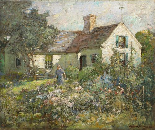 Abbot Graves (1859 – 1936) A Cottage on the Cape Oil on canvas, 25 1/8 x 30 1/8 inches Signed lower right, circa 1928