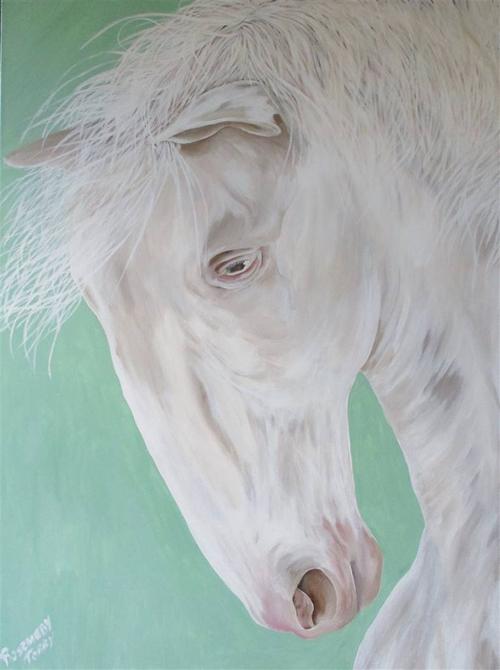 Rosemery Torres, White Horse, Acrylic on Canvas, 40'' x 30''