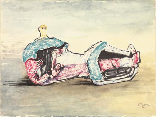 Henry Moore, English, 1898-1986 , Reclining Figure, 1972, chinagraph pen, watercolor and felt-tipped pen, Henry Moore Family Collection, Â© The Henry Moore Foundation.  All Rights Reserved / Artists Rights Society (ARS), New York