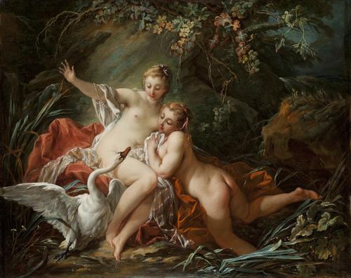 Leda and the Swan by François Boucher (France, Paris, 1703-1770) 1742.  Oil on canvas 23 1/2 × 29 1/4 in.  (59.69 × 74.3 cm) Promised gift of Lynda and Stewart Resnick in honor of the museum’s 50th anniversary