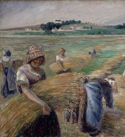 Detail of The Harvest, 1882, by Camille Pissarro.  Tempera on canvas, 27 11/16 x 49 9/16 in.  (70.3 x 126 cm).  The National Museum of Western Art, Tokyo, donated by the heirs of Mr.  Kojiro Matsukata, P.1984-3