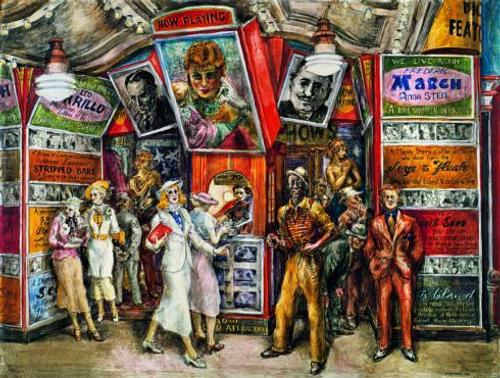 Reginald Marsh (1898-1954), Twenty Cent Movie, 1936.  Egg tempera on composition board, 30 x 40 in.  (76.2 x 101.6 cm).  Whitney Museum of American Art, New York; Purchase 37.43 © 2011 Estate of Reginald Marsh / Art Students League, New York / Artists Rights Society (ARS), New York