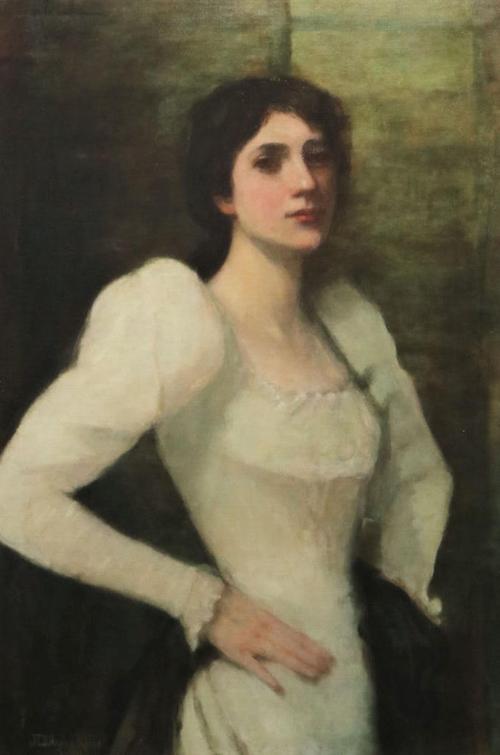 Girl in White by John Douglas Patrick (Am., 1863-1937), dated 1901 and exhibited at the 1936 Kansas City Art Institute retrospective of the artist's work.