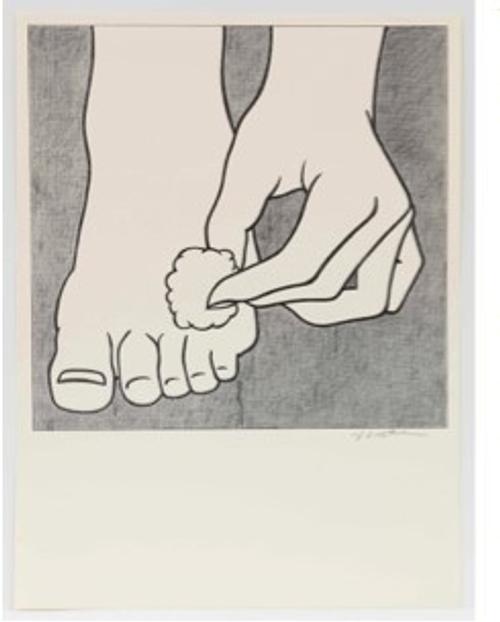 Roy Lichtenstein, “Foot Medication Poster”, 1963.  Offset lithograph on white wove paper.  Sheet: 22 15/16 x 16 15/16 in.  58.3 x 43 cm.  © Estate of Roy Lichtenstein