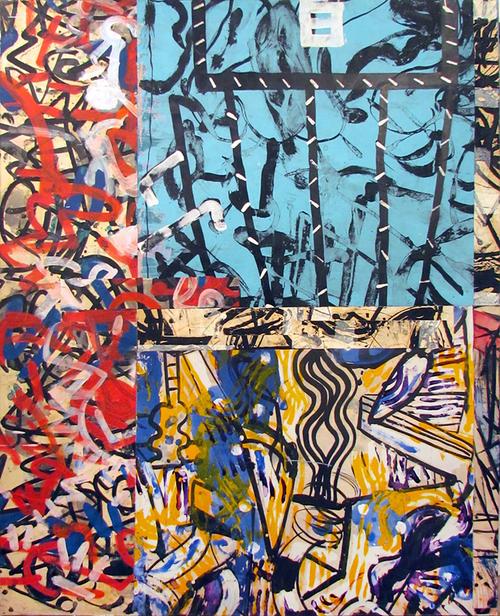 Ibsen Espada, Modern Quilt II, 2000, mixed media on paper on canvas, 60 x 48 inches.