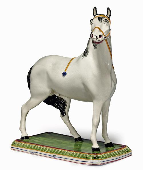 Massive Leeds Pottery Pearlware horse, Circa 1820-30.  From Earle Vandekar of Knightsbridge.