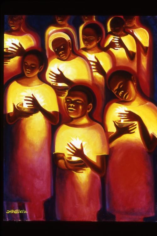 Bernard Hoyes, Candlelight Vigil, oils on Canvas, 38x45"