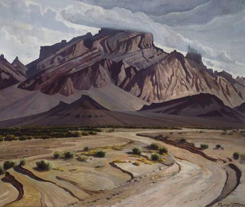 Ray Stanford Strong, "Requiem for Maynard Dixon," 1946.  Oil on linen.  SBMA, Museum purchase with funds provided by Robert and Marlene Veloz.