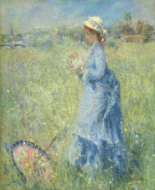 Femme cueillant des Fleurs by Pierre-Auguste Renoir, c.  1874, oil on canvas, 65.5 x 54.4 cm from Dickinson.