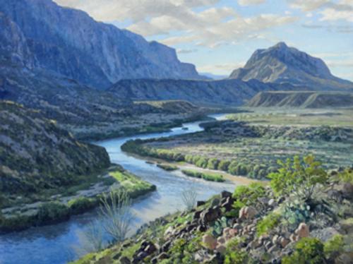 David Caton, River Road, big bend, 2015, oc, 36x48 inches